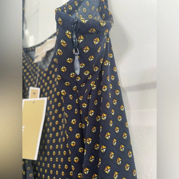 NWT Michael Michael Kors Navy Blue Printed Side Tie wide leg Jumpsuit - Picture 6 of 11